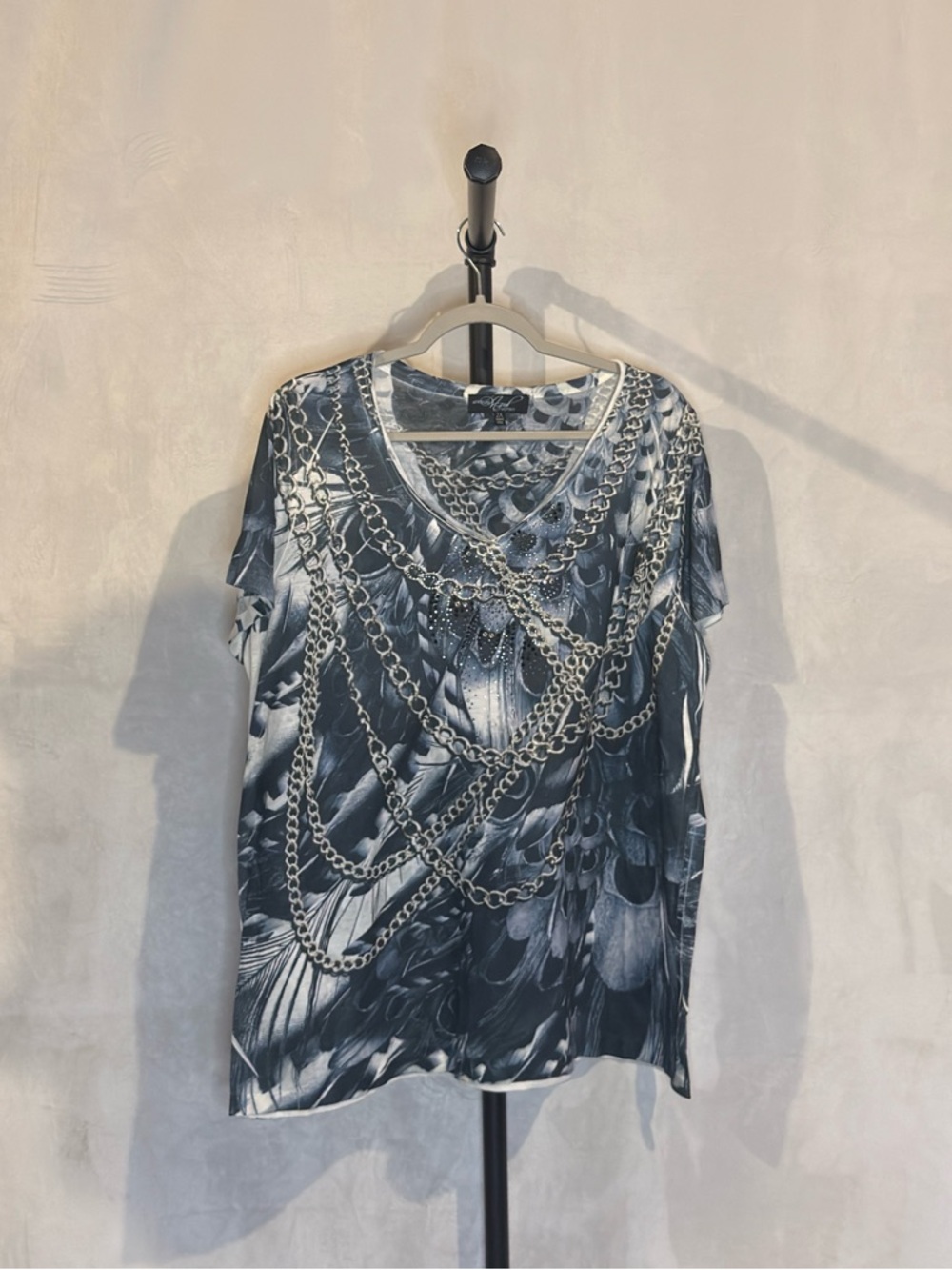 Avenue Azzed Woman Chain Print Short Sleeve Top Size 2X